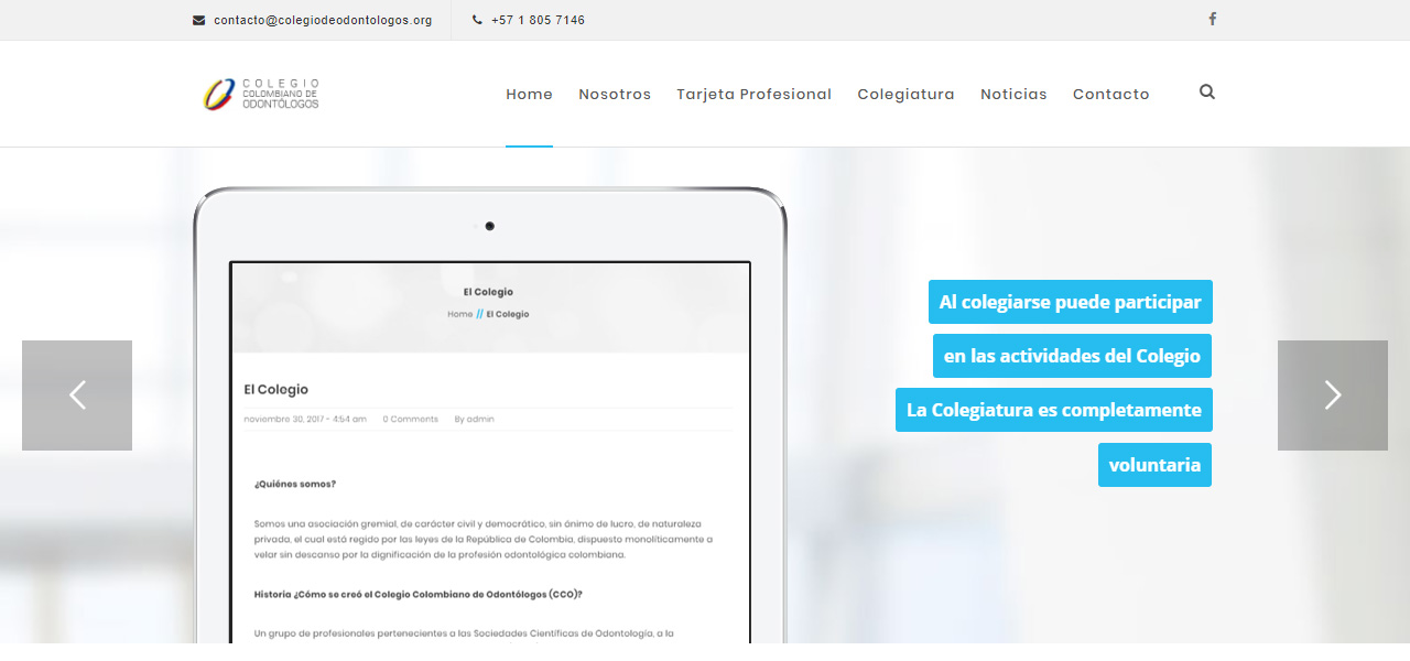 Sitio web, Colegio Colombiano de Odontólogos en Conceptod (imagen #1140)
