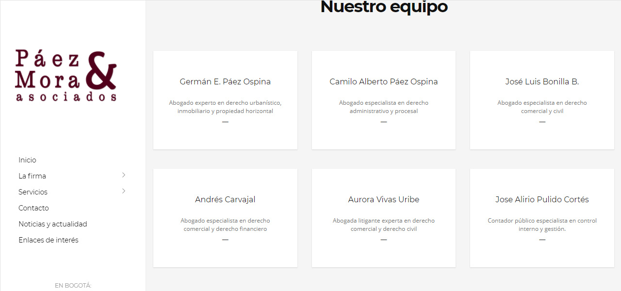 Sitio web, Páez Mora & Asociados en Conceptod (imagen #1160)