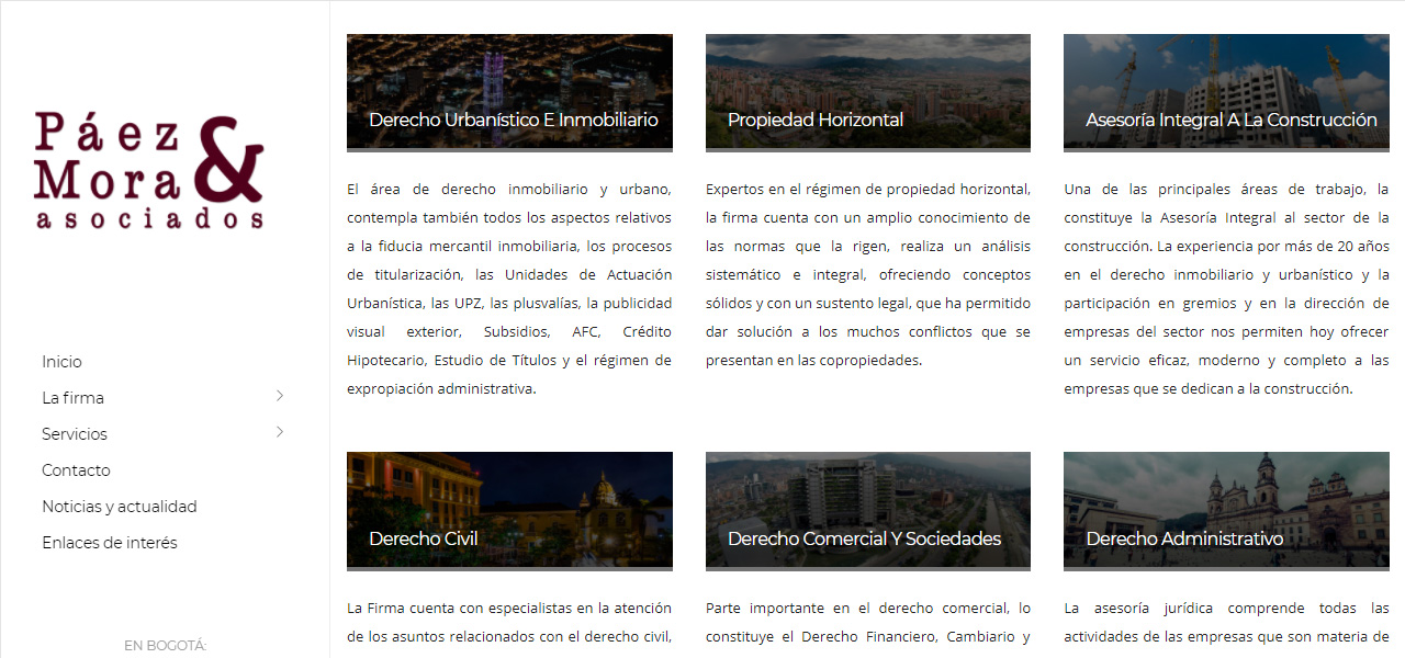 Sitio web, Páez Mora & Asociados en Conceptod (imagen #1161)